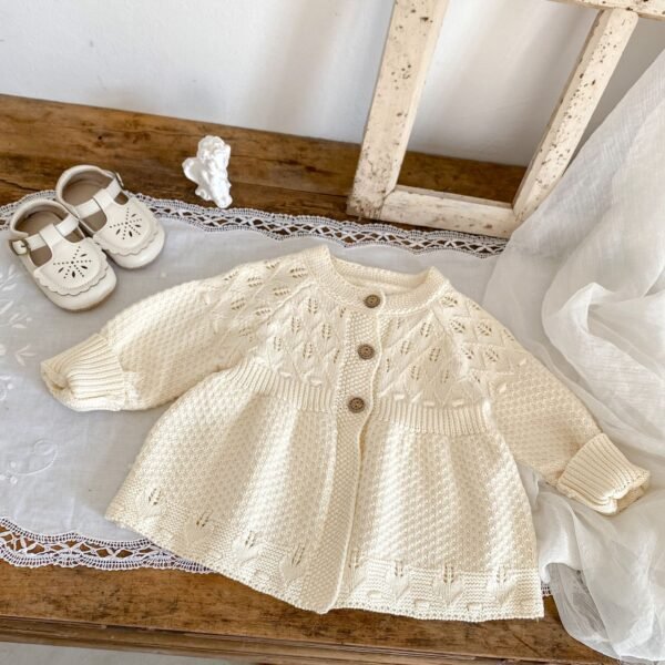 Autumn Baby Sweater Hollow Knitted Cardigan A- Shaped Joker Coat Baby Girl Outer