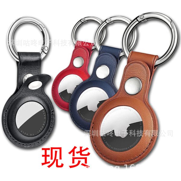 Airtag Case Apple Anti-lost Device Locator Tracker Leather Hollow-out Fine Woven Twill Keychain - Image 2