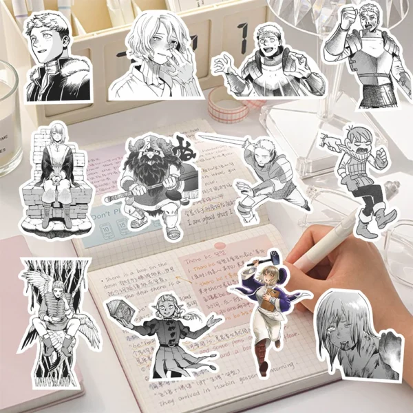 10/30/73pcs Anime Delicious in Dungeon Stickers Black White Decals Skateboard Laptop Phone Car Cool Waterproof Sticker Kids Toys - Image 3