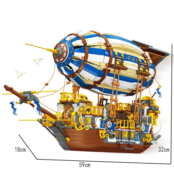 In stock Anime Steampunk Airship moc Building Block model classis toy with light birthday  gifts kids set Christmas 3272pcs - Image 6