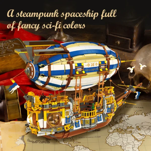 In stock Anime Steampunk Airship moc Building Block model classis toy with light birthday  gifts kids set Christmas 3272pcs - Image 3