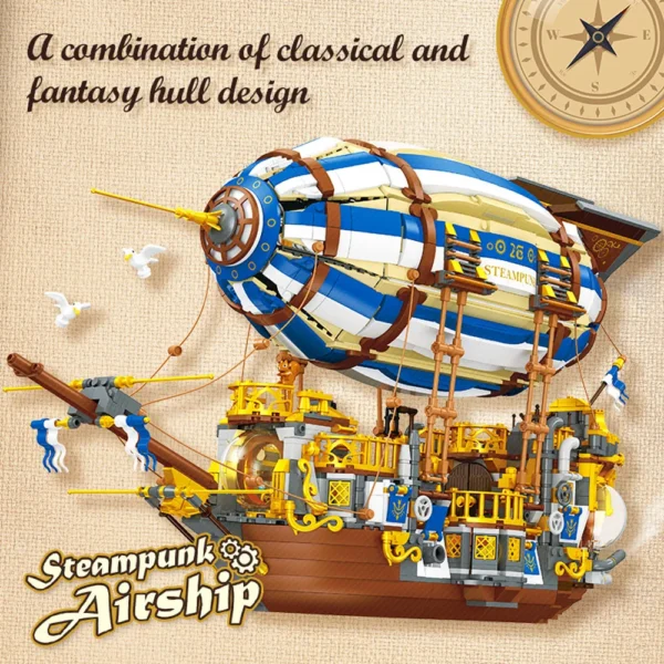 In stock Anime Steampunk Airship moc Building Block model classis toy with light birthday  gifts kids set Christmas 3272pcs - Image 2